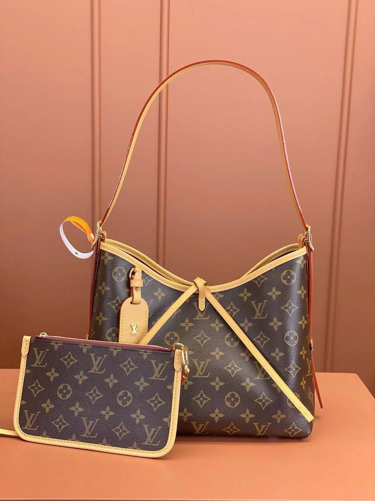 Loius Vuitton carry all pm bag brown + Birken Stock camel + Wallet Free