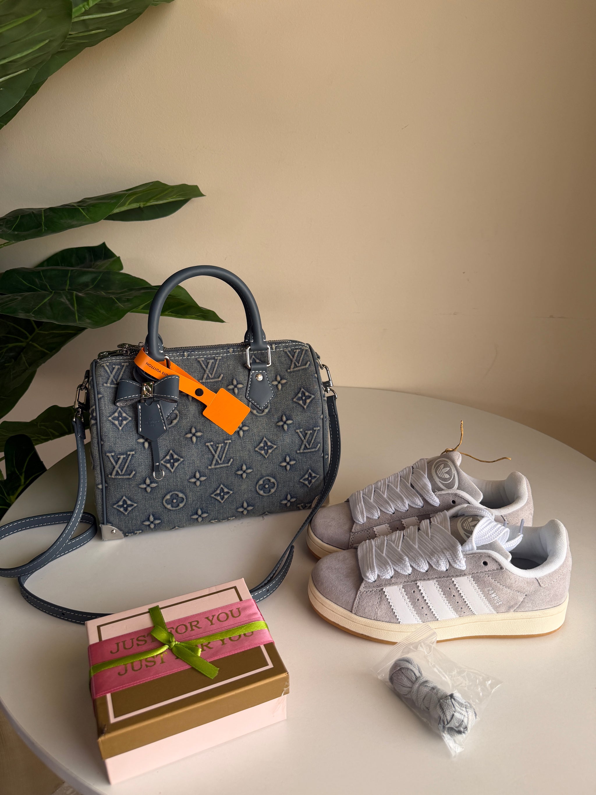 Louis Vuitton Keepall Nano + Adidas Campus grey + Wallet Free