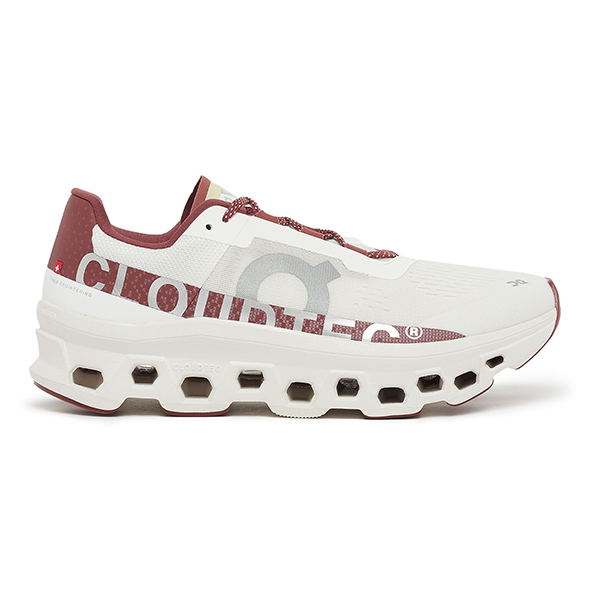 On Running Unisex Cloud Monster Shoes White with Bright Red