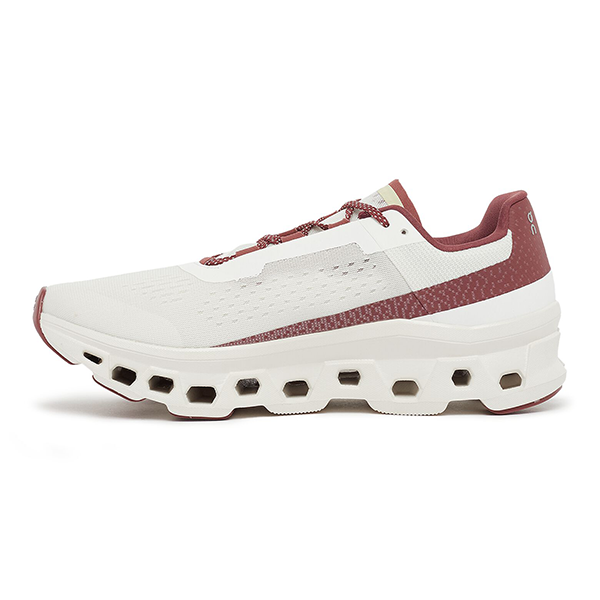 On Running Unisex Cloud Monster Shoes White with Bright Red