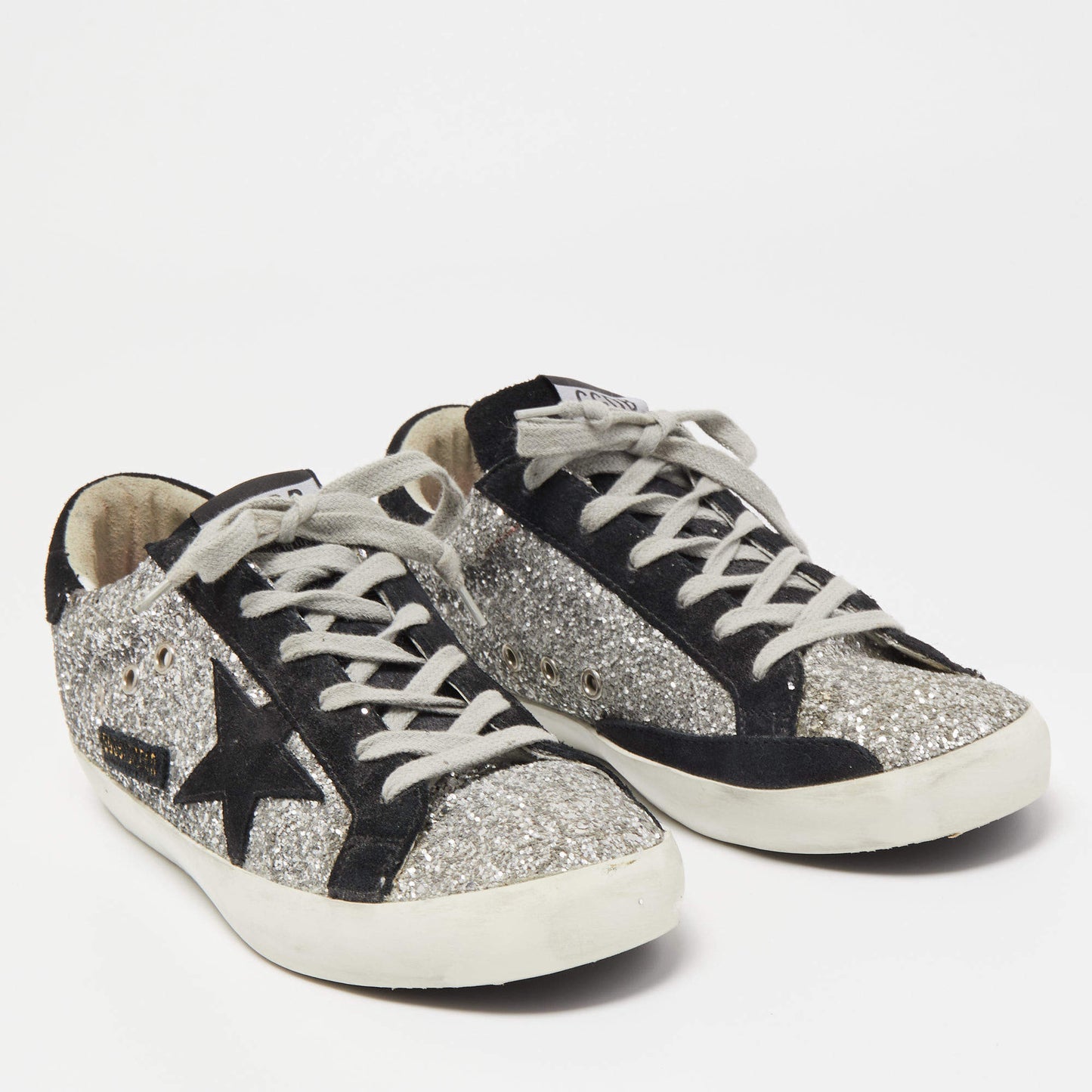 Golden Goose Silver Glitter Leather Superstar