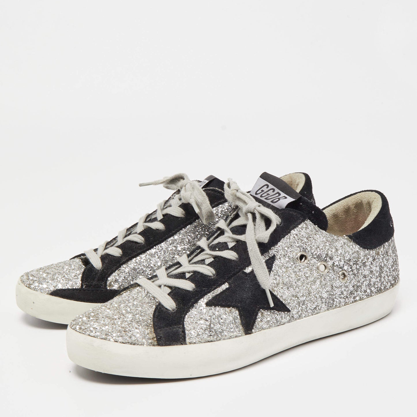 Golden Goose Silver Glitter Leather Superstar