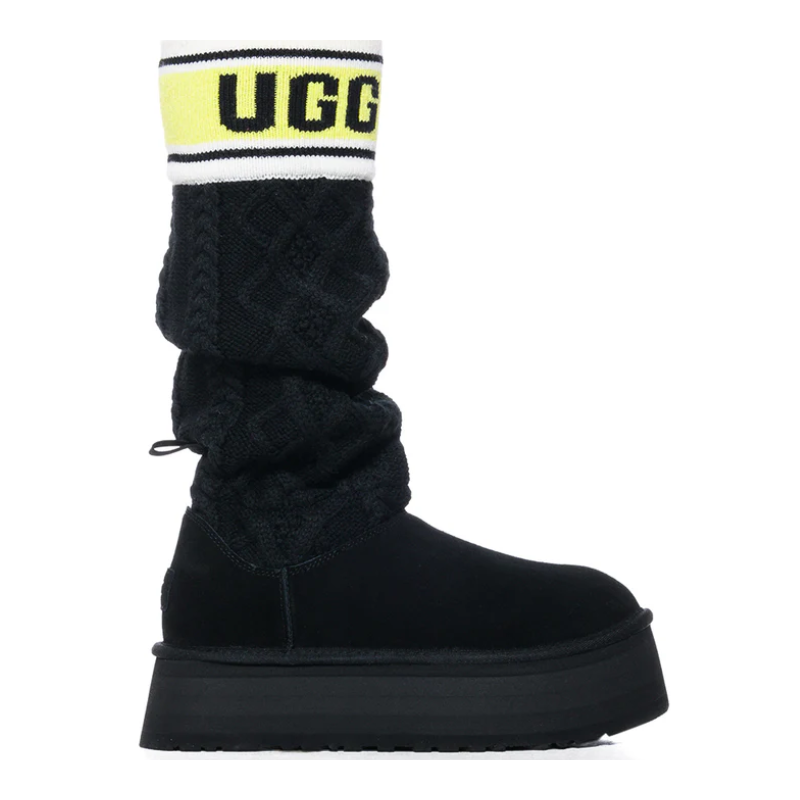 UGG Classic Sweater Letter Boot – Black